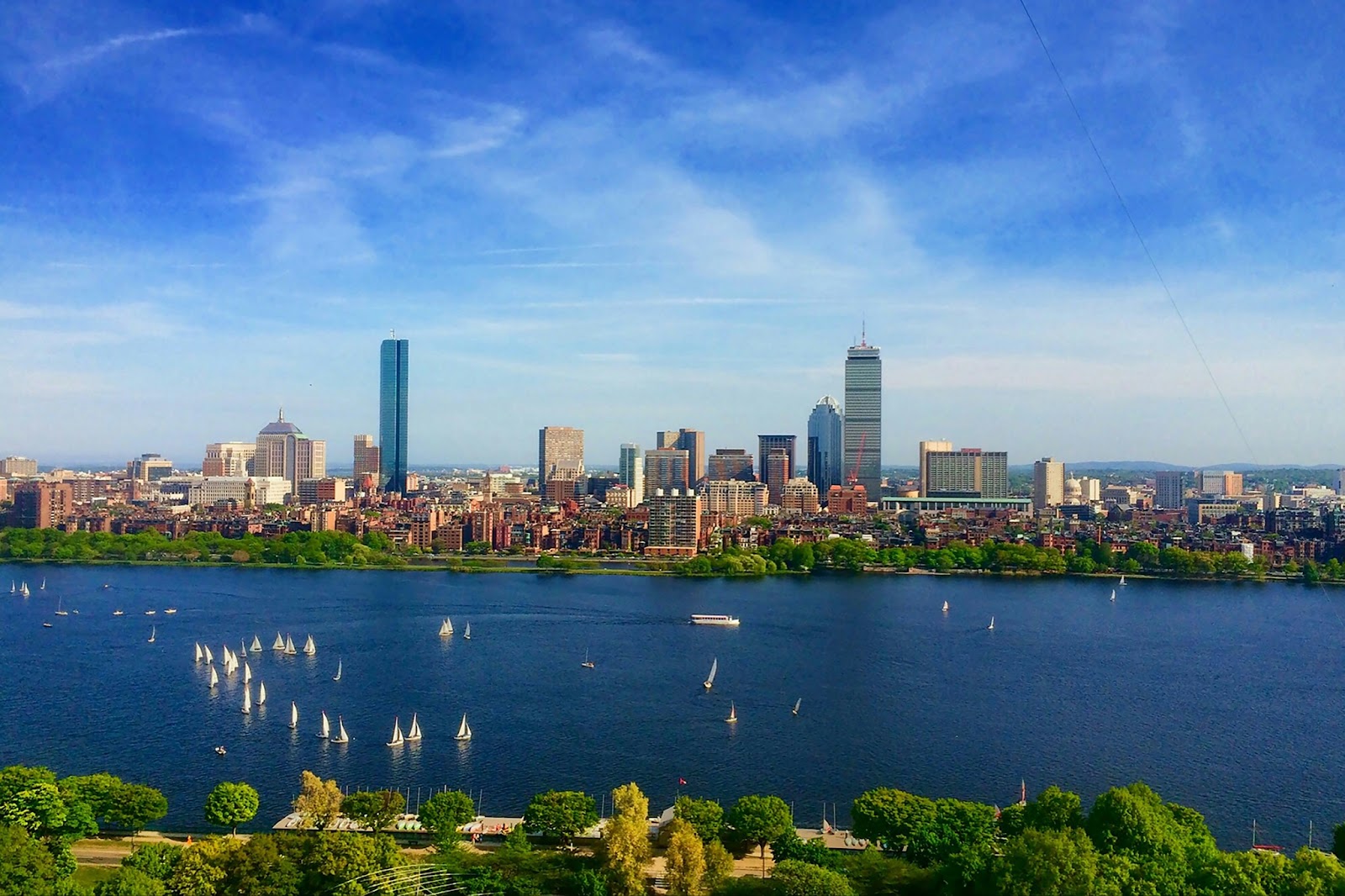 A unique view of the Boston skyline from the Charles River 