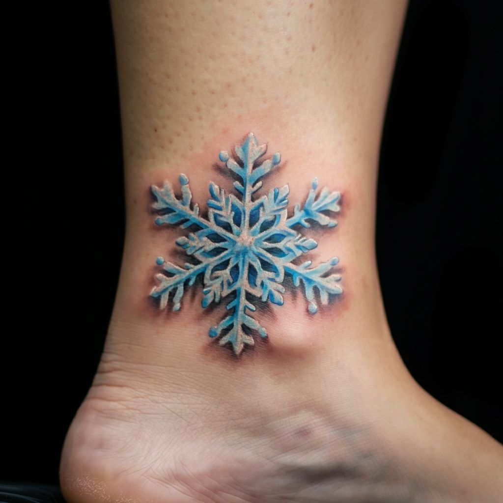 Snowflake Tattoo on ankle