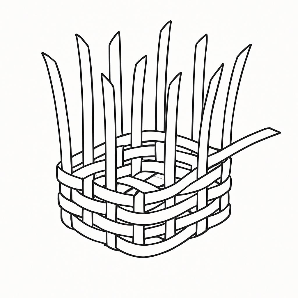 Weaving the sides of the basket