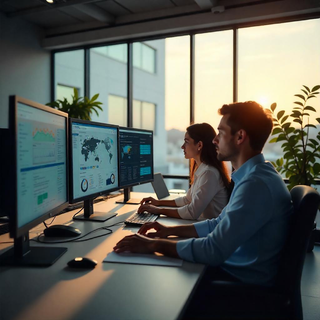 The advanced analytics and visualization tools displayed on the screens in this image illustrate the benefits of "Why Outsource Cybersecurity Operations" to a managed service provider, who can provide comprehensive threat intelligence and response capabilities.