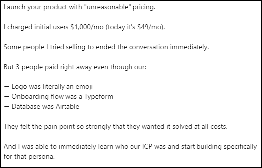 launch with unreasonable pricing