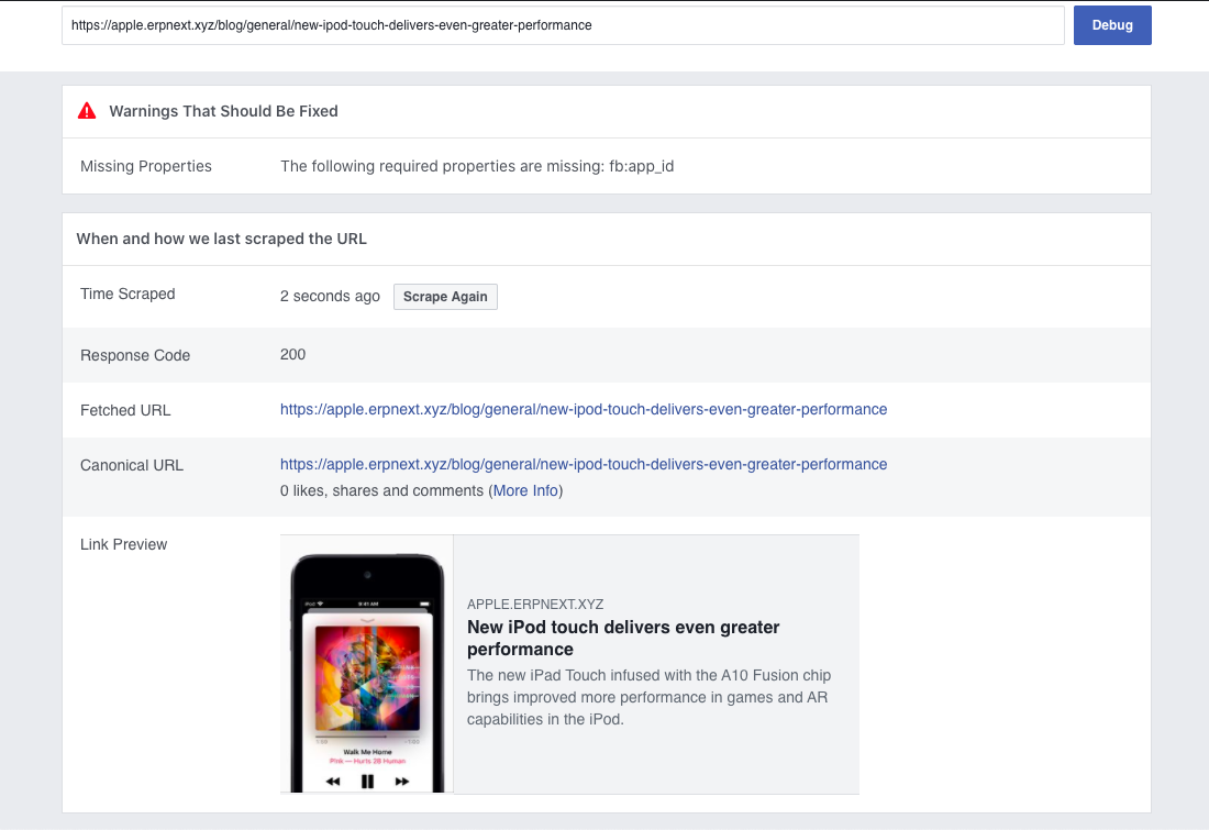 Facebook Sharing Debugger