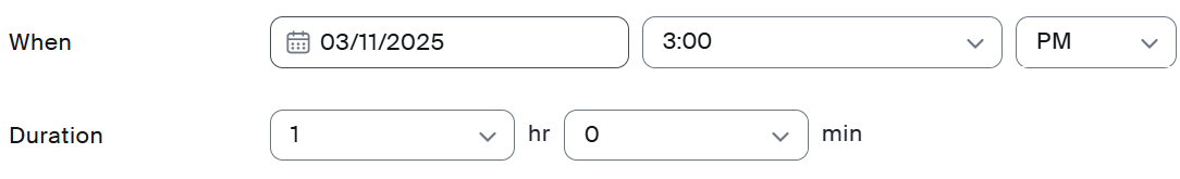 Time and Duration settings