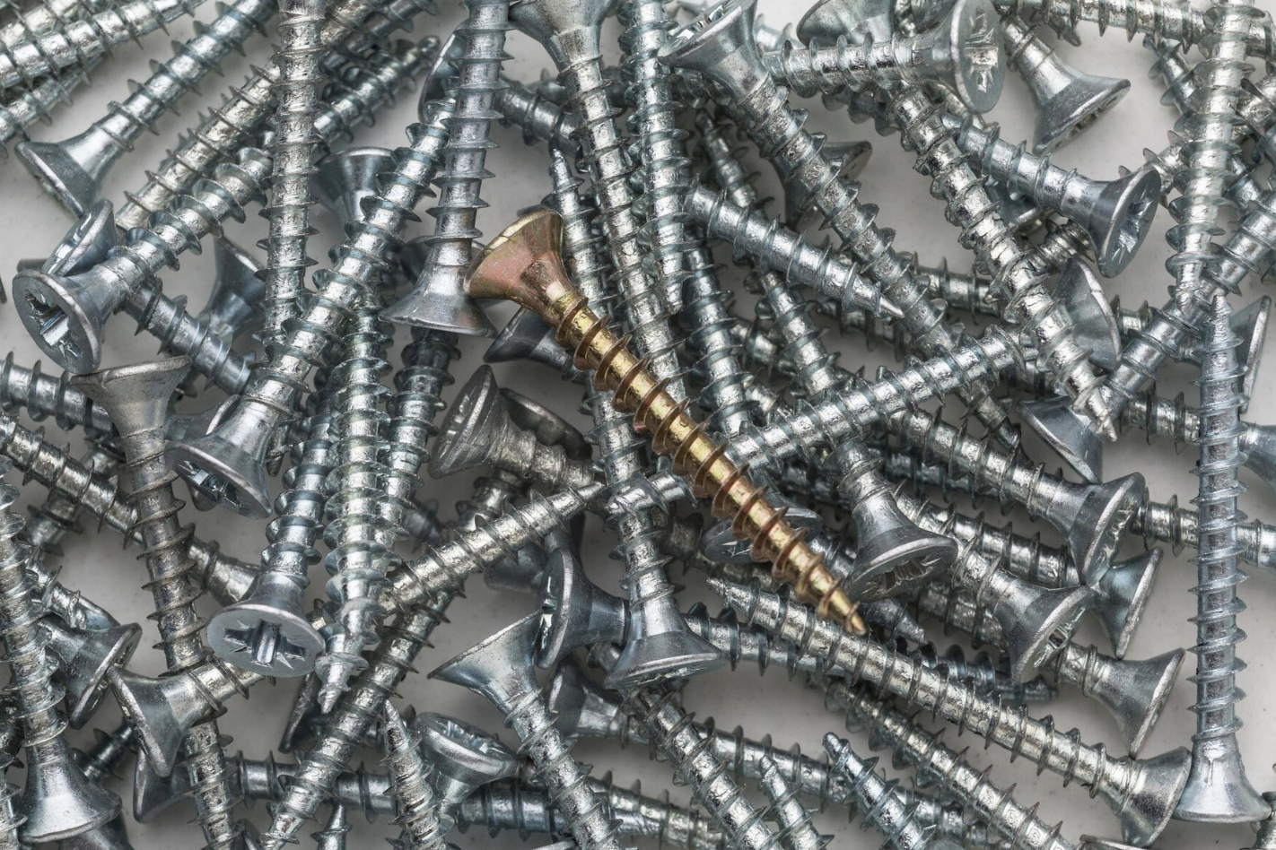 a pile of rust-resistant stainless steel screws