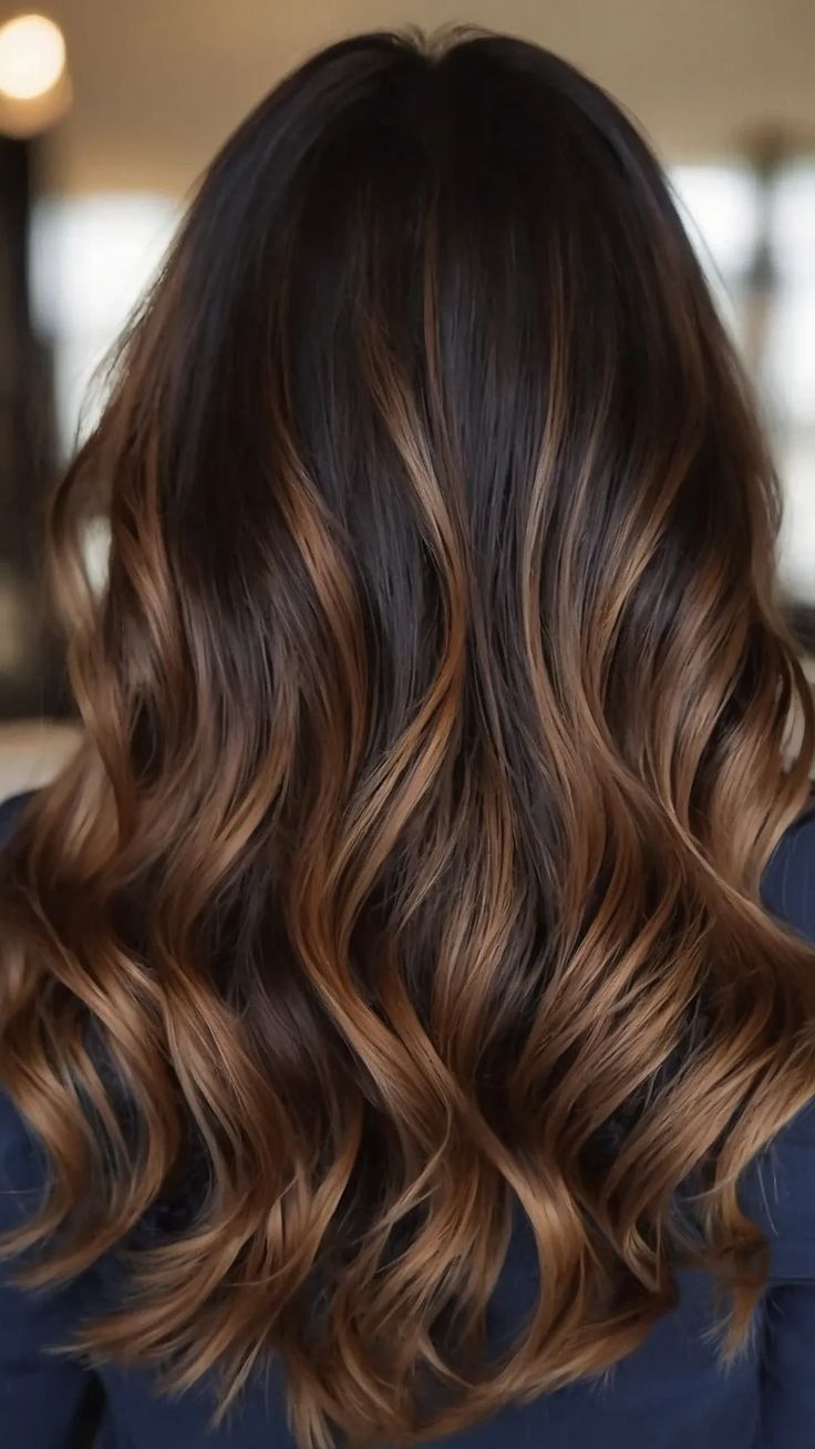 Warm Honey and Caramel Balayage on Brunettes