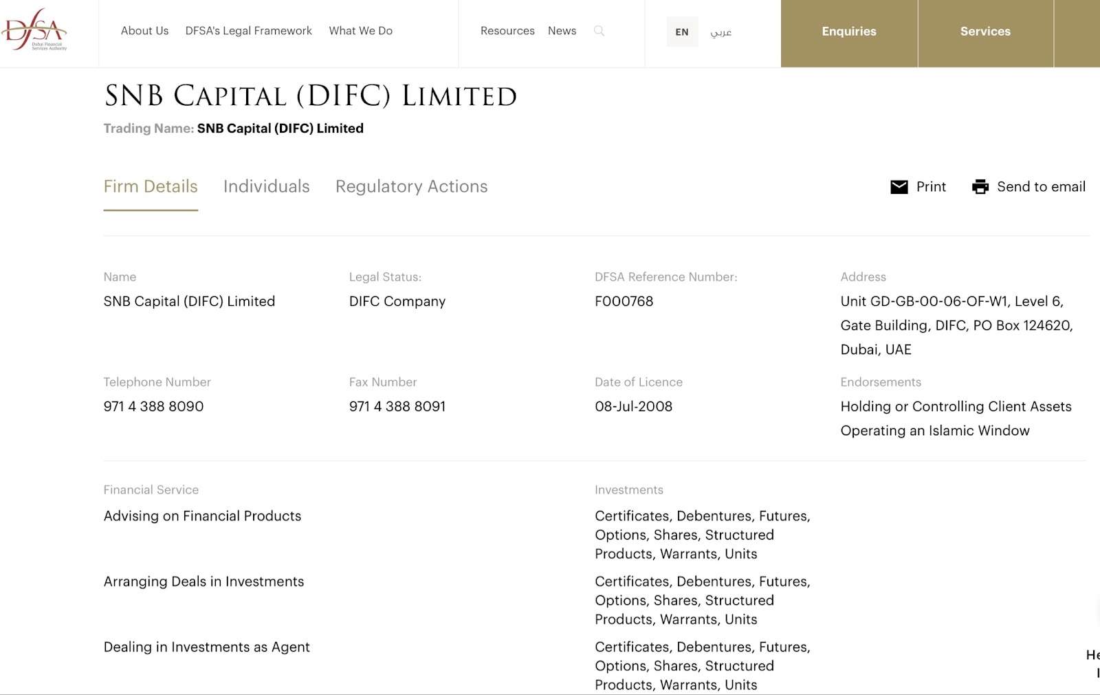 SNB Capital (DIFC) Limited: отзывы инвесторов, оценка фактов