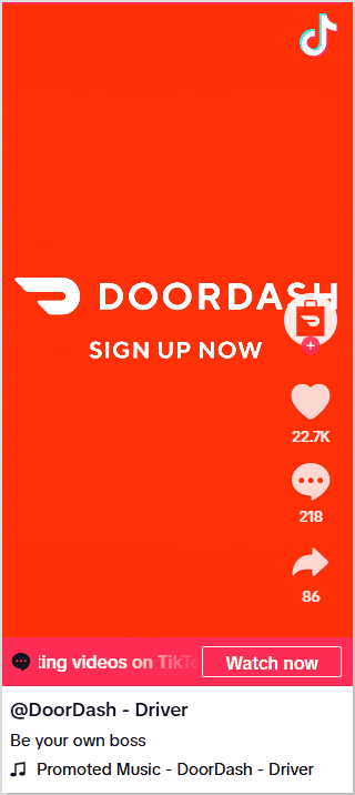 Doordash TikTok social media deep link