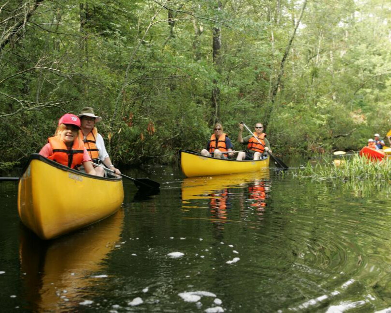 People kayaking.