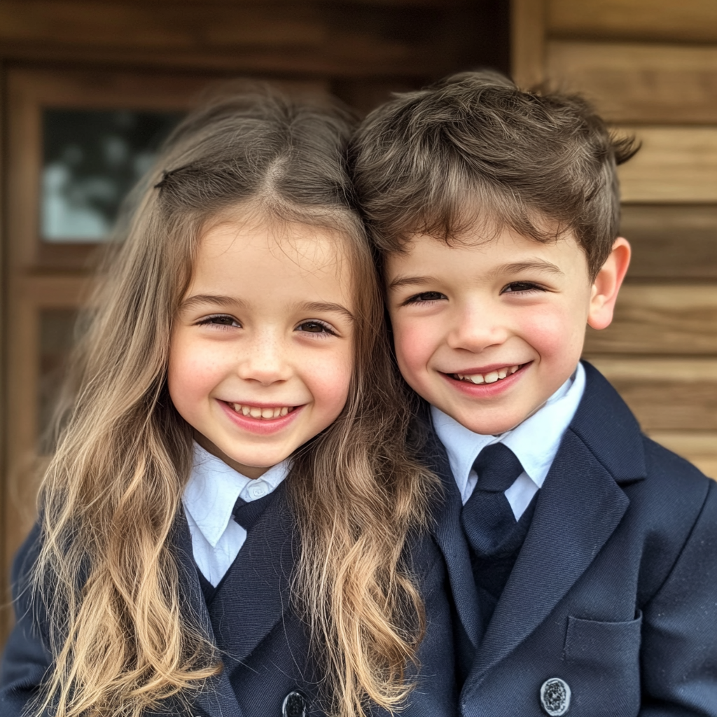 Two kids in their school uniform | Source: Midjourney