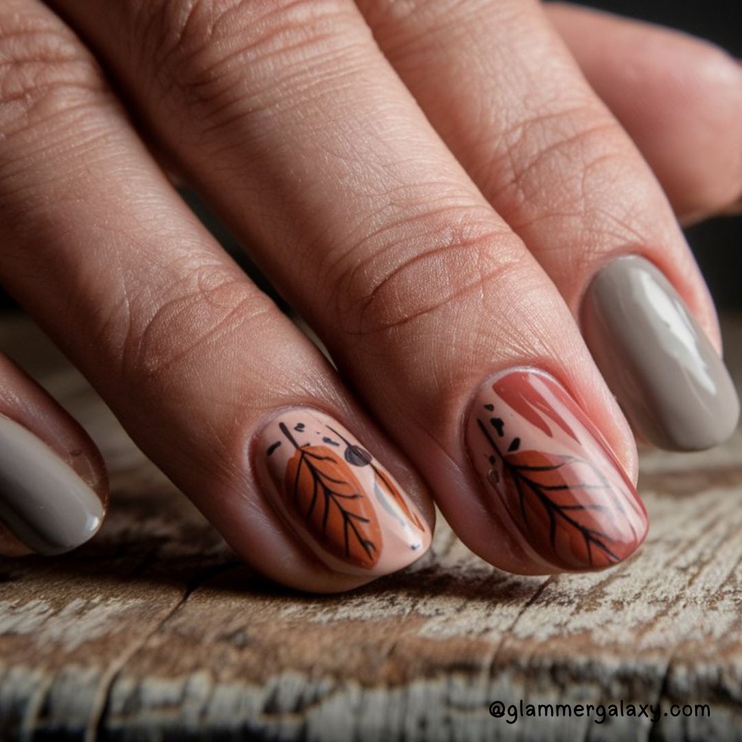 Bold Fall Nail Art Designs Having Muted Fall Colors
