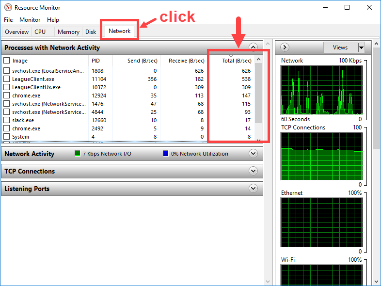 Resource monitor window