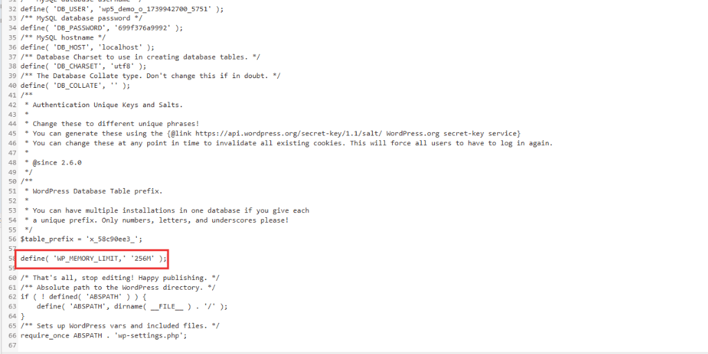 wp_config memory updated