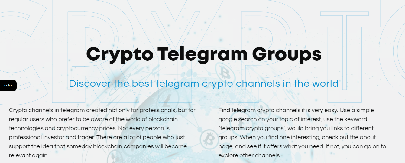 Light Mode of Crypto Telegram Groups website 