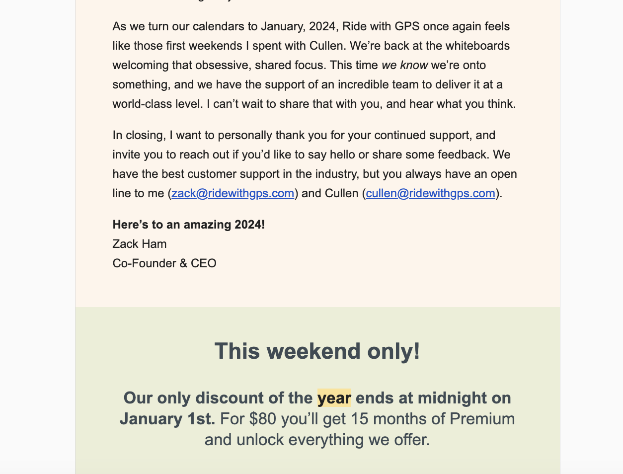 New Year Email marketing idea example