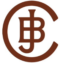 A brown logo with a black background

Description automatically generated