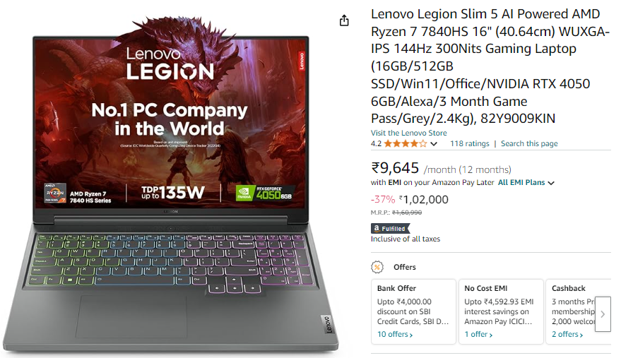 Best Gaming Laptops Under 1 lakh in 2024