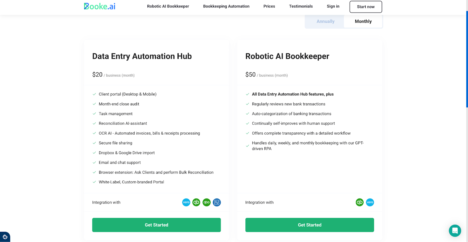 Booke.ai pricing plans