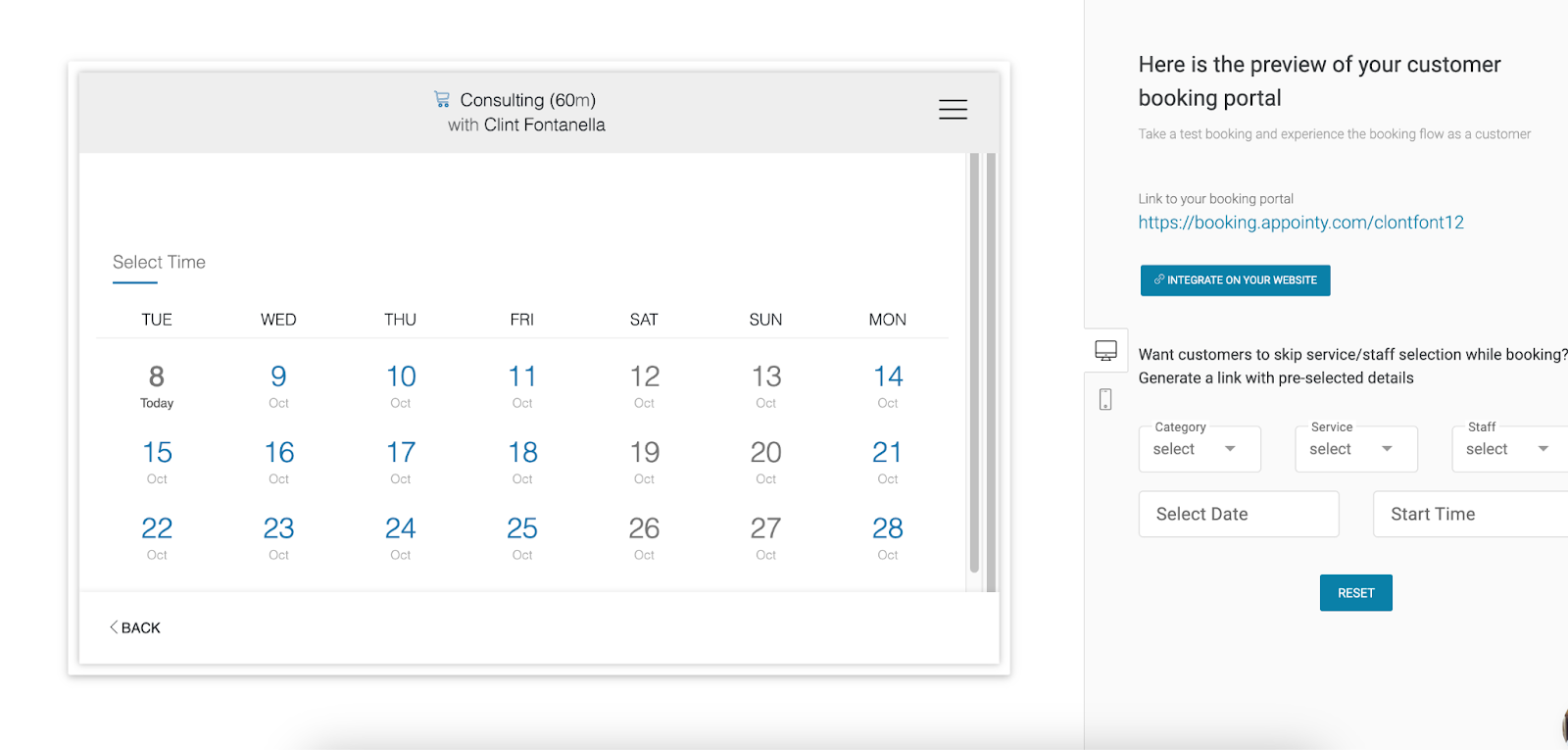 appointy interface for scheduling software for law firms 