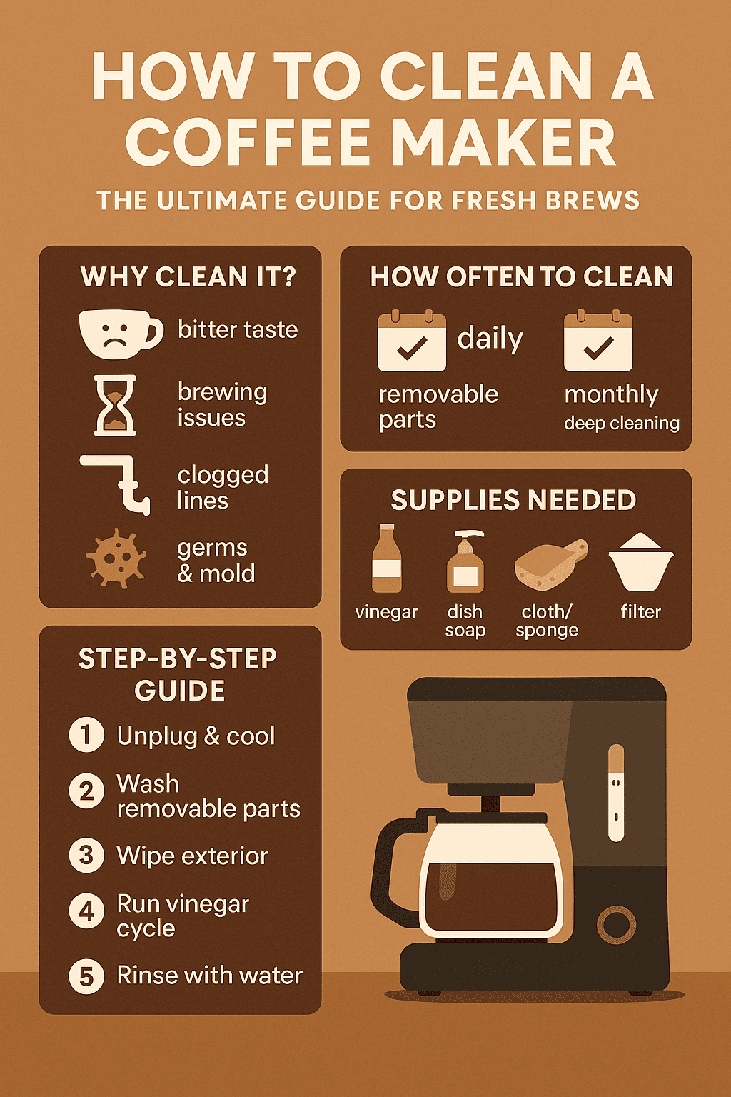 How to Clean a Coffee Maker: The Ultimate Guide for Fresh Brews (Infographics)