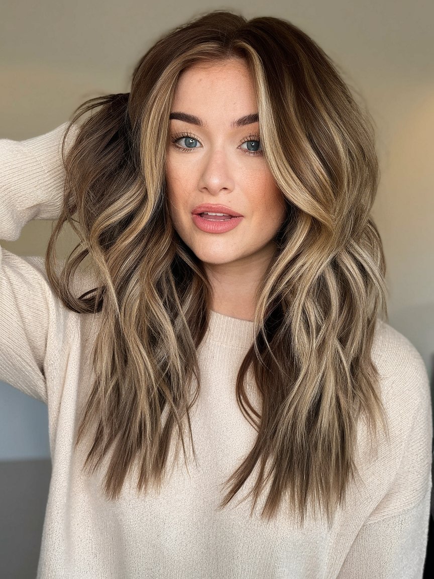 14. Light Oak Brown with Buttery Blonde Highlights