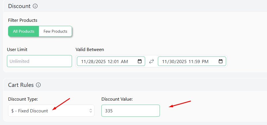 discount value