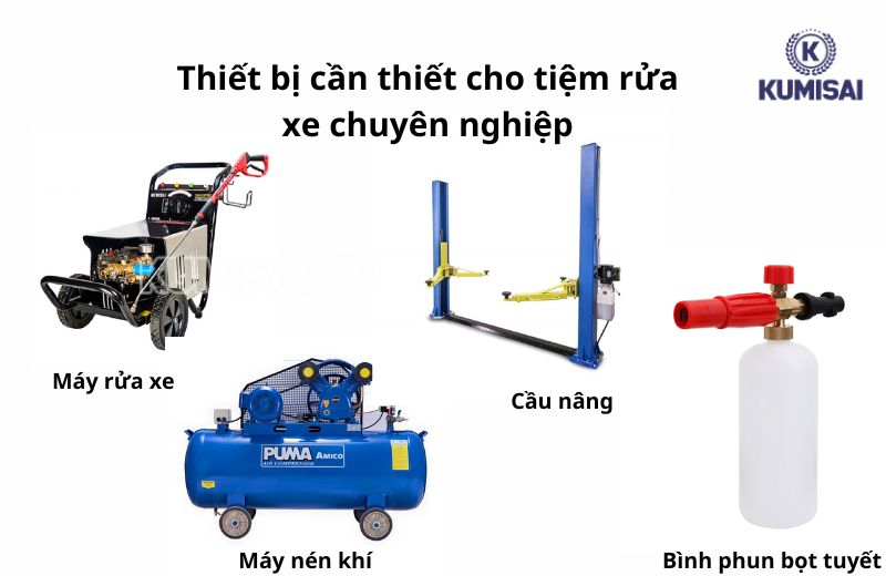 Trọn bộ thiết bị không thể thiếu cho tiệm rửa xe Cà Mau chuyên nghiệp