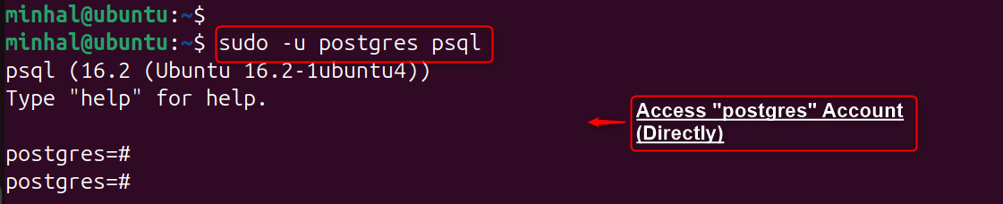 sudo -u postgres psql