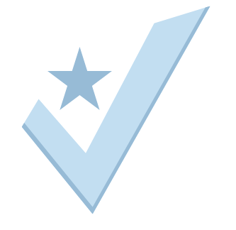 A blue check mark with a star

Description automatically generated