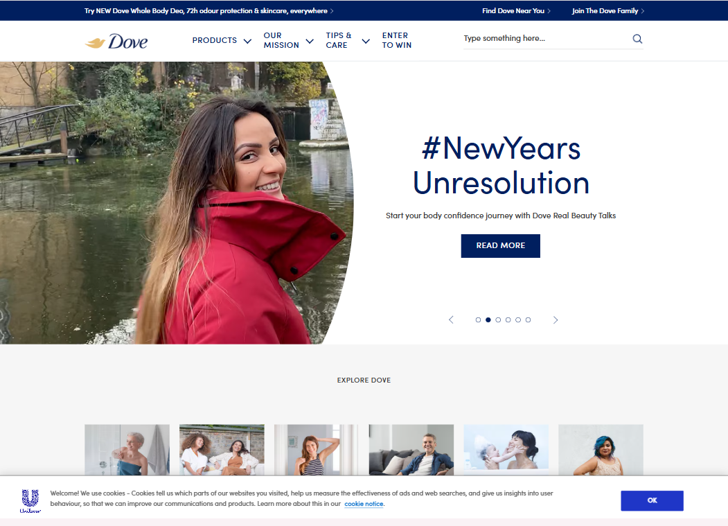 Dove’s Website Design