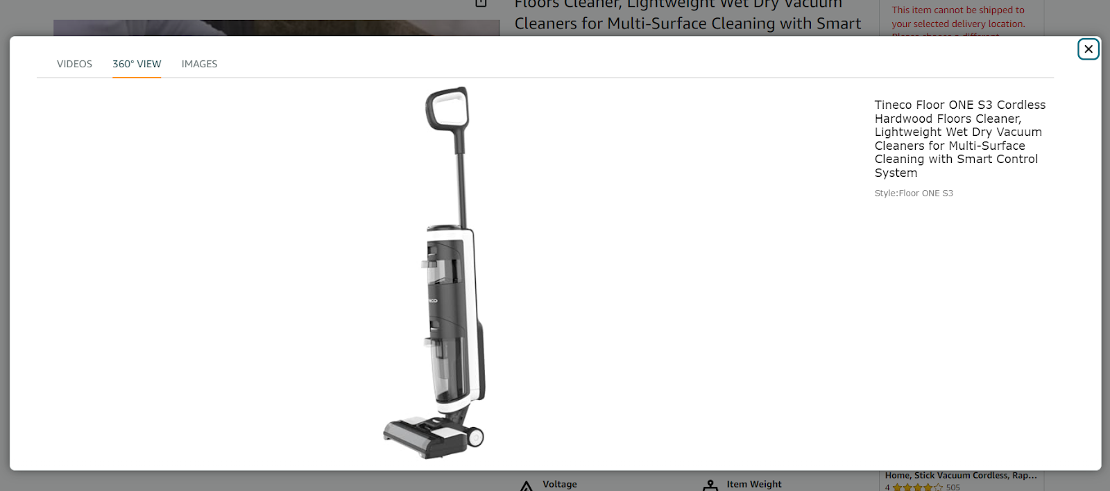 Tineco floor cleaning product Amazon 360 degrees view product page image