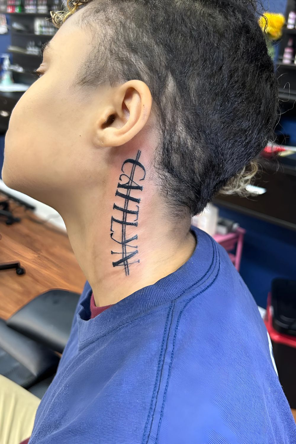 Personal Name Neck Tattoo