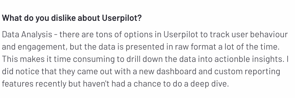 G2 review of one of Userpilot's user