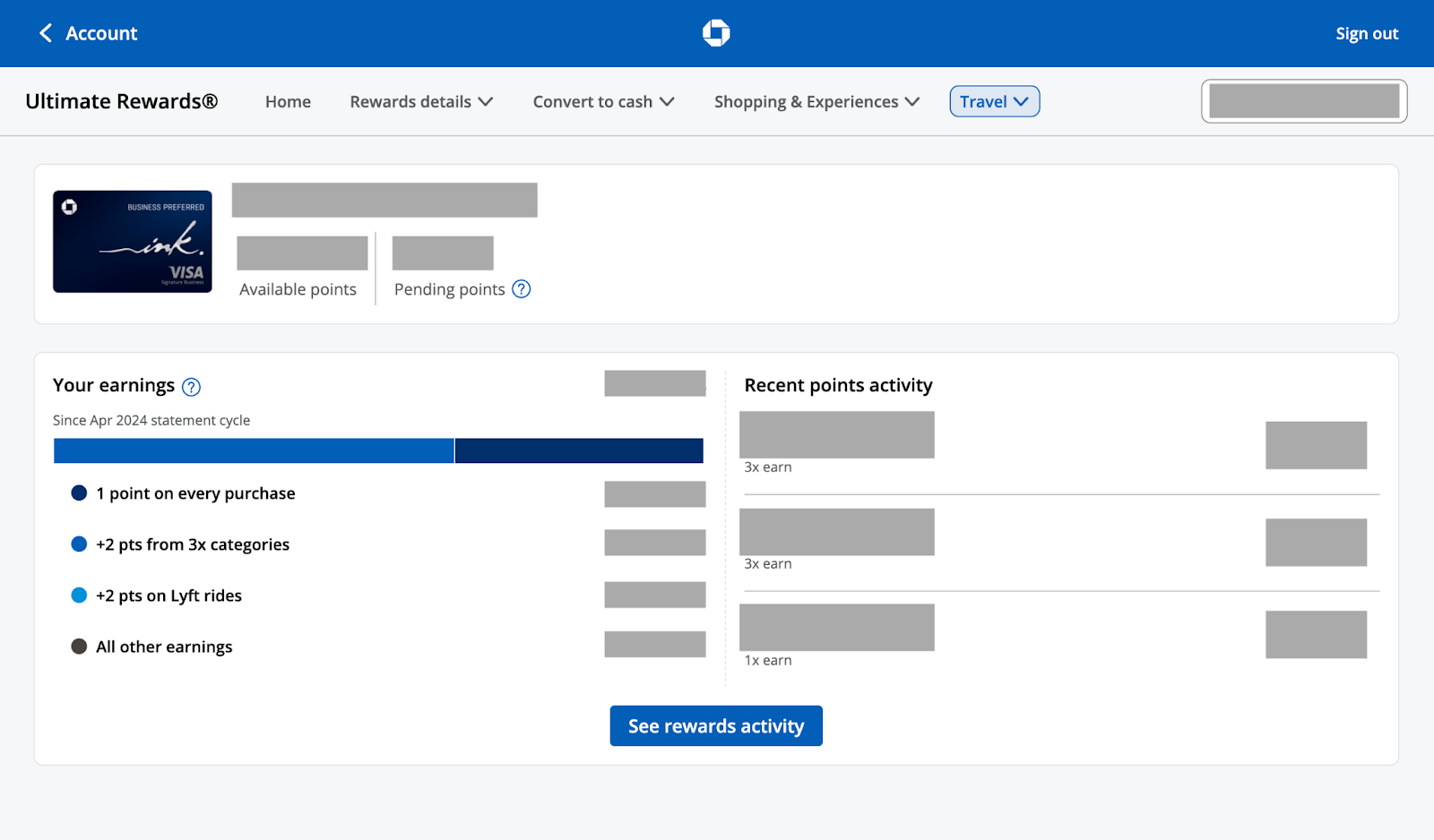 Chase travel portal home