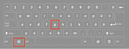 Tastenkombinationen [Win]+[G]