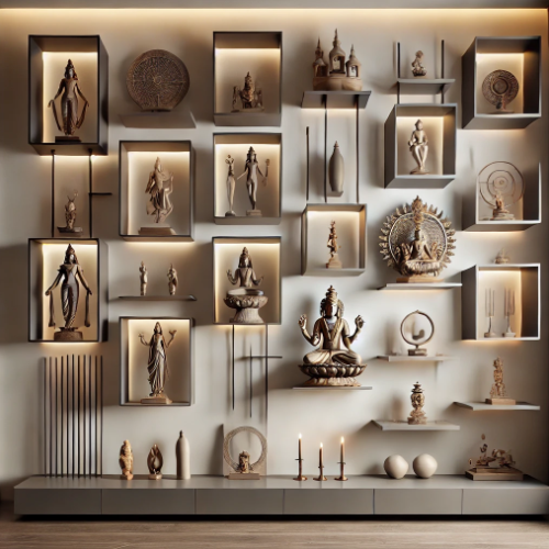 Aesthetic and functional puja room door design for a perfect spiritual setting.