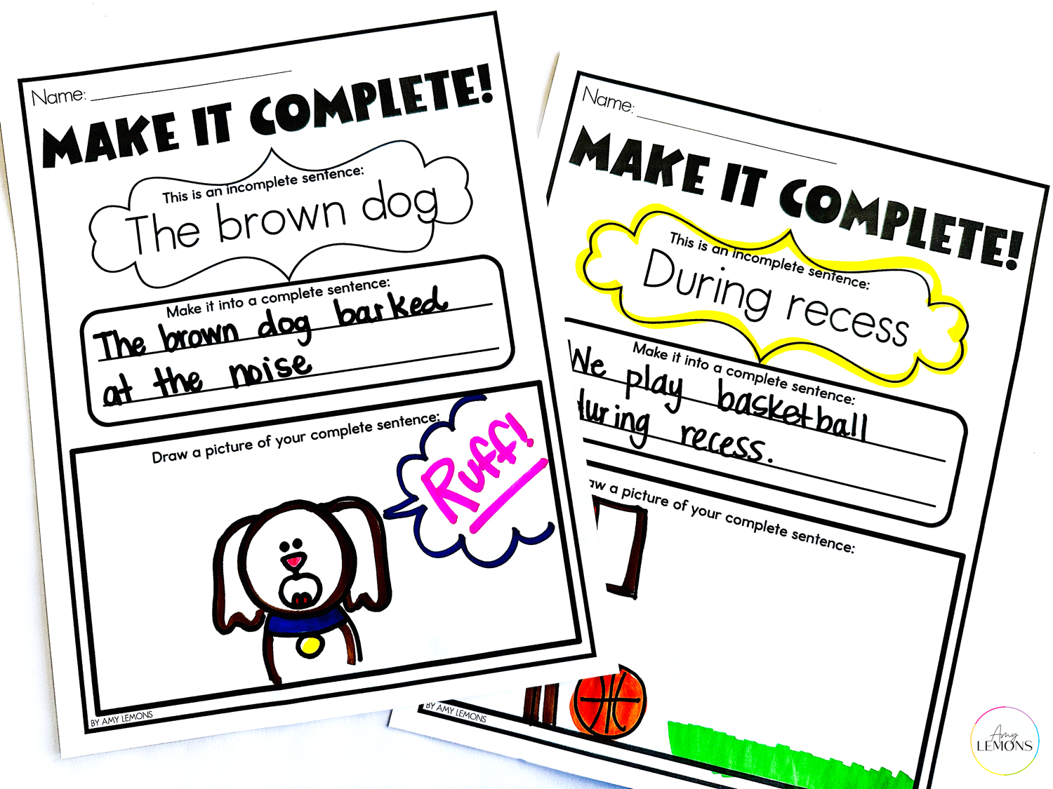 Make it complete sentence writing activities 