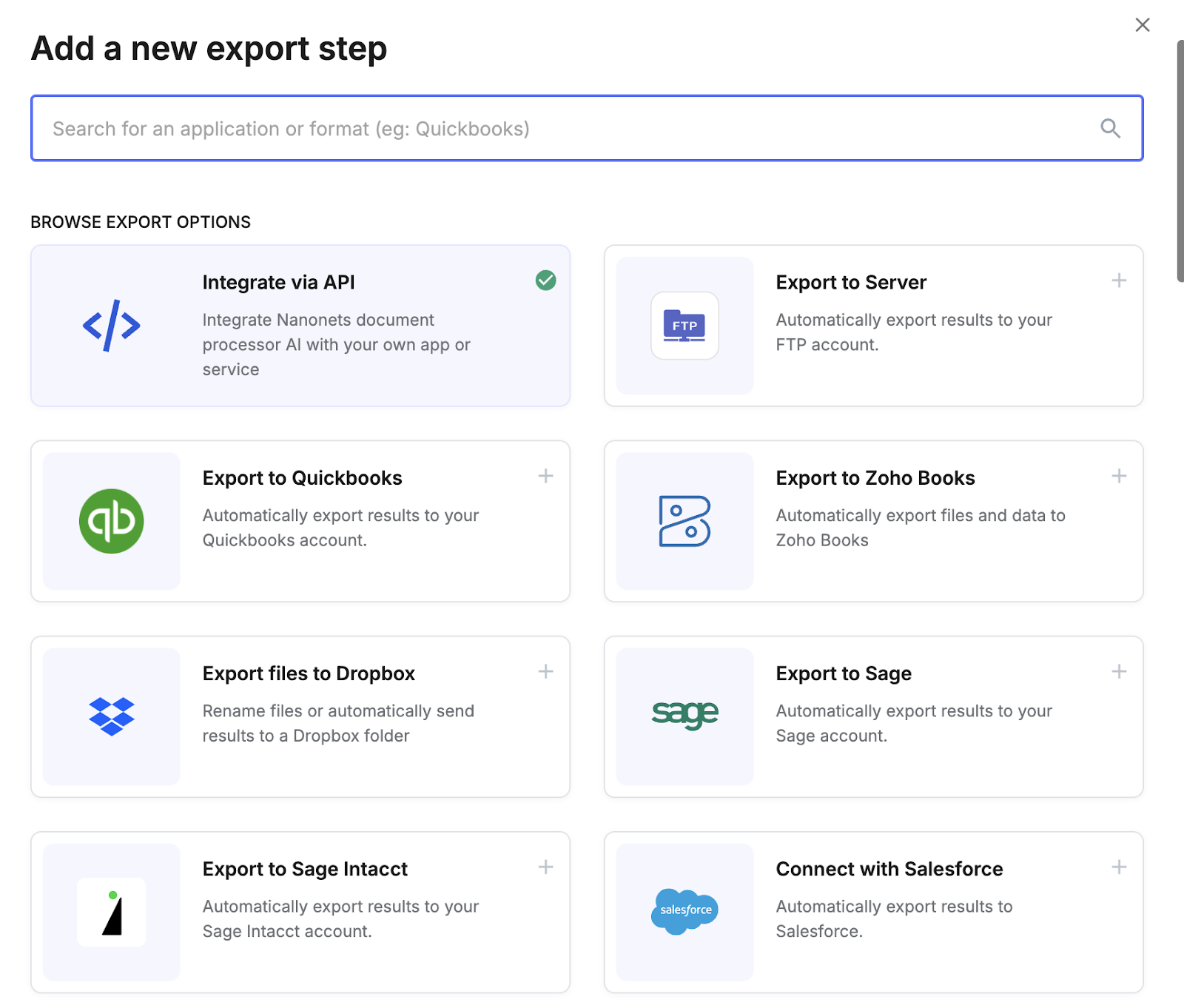 Setting up export workflows - Nanonets