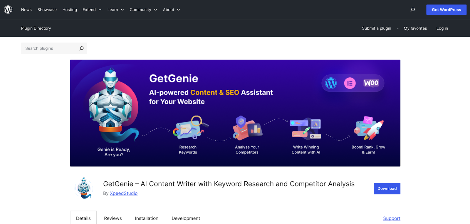 GetGenie AI: WordPress ai builder automatic content