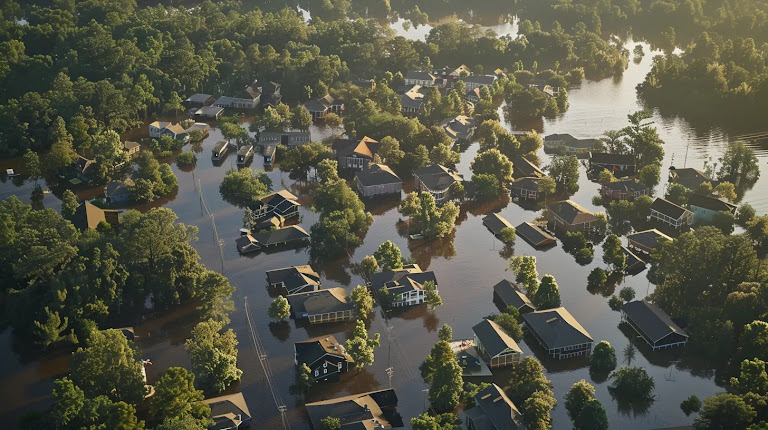 A map of the state of Georgia that shows different flooding risks