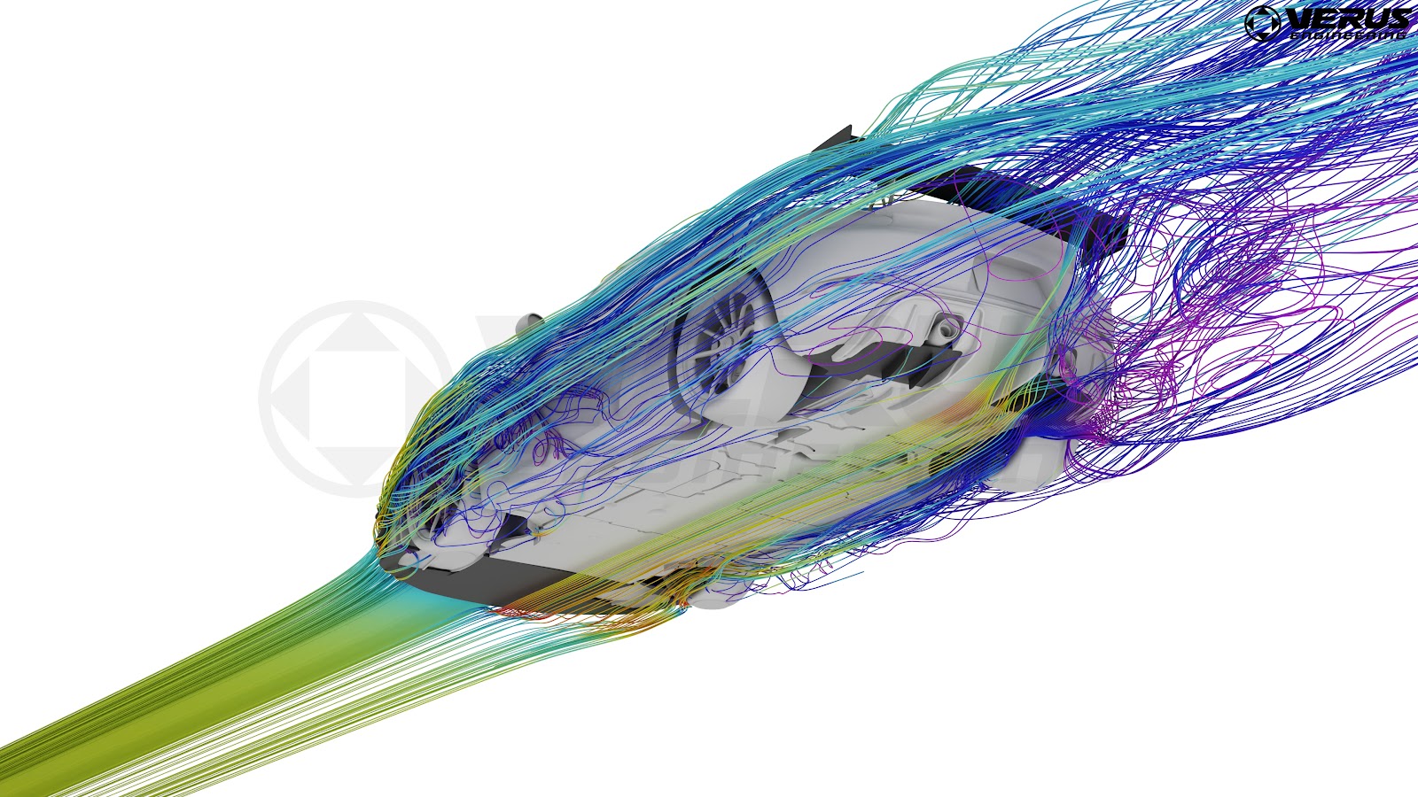Simulated airflow under a Porsche 718 GT4 with aftermarket diffuser panels