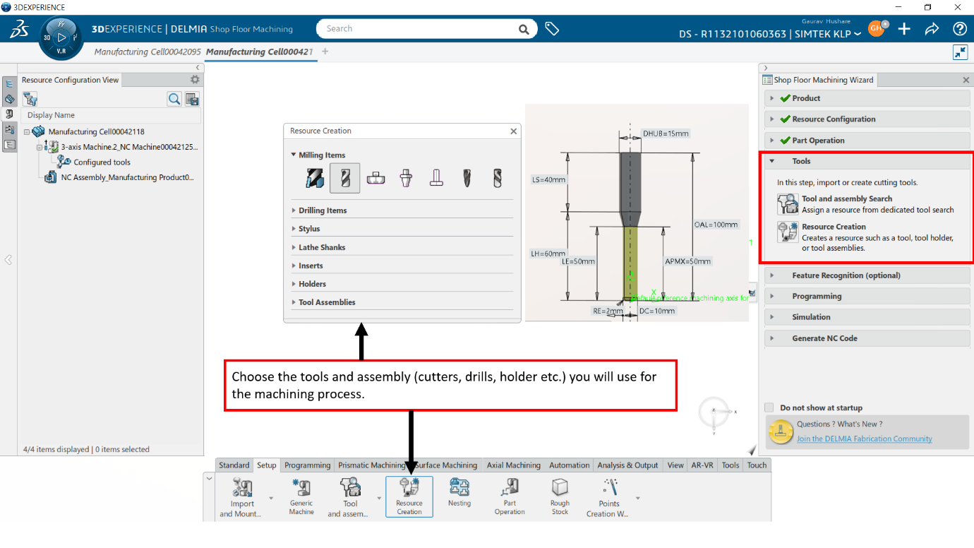 NC Shop Floor Programmer in 3DEXPERIENCE platform interface showing CNC programming tools and simulations.