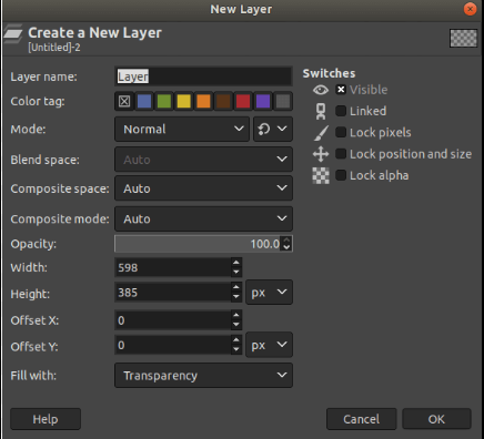 GIMP layers setting  