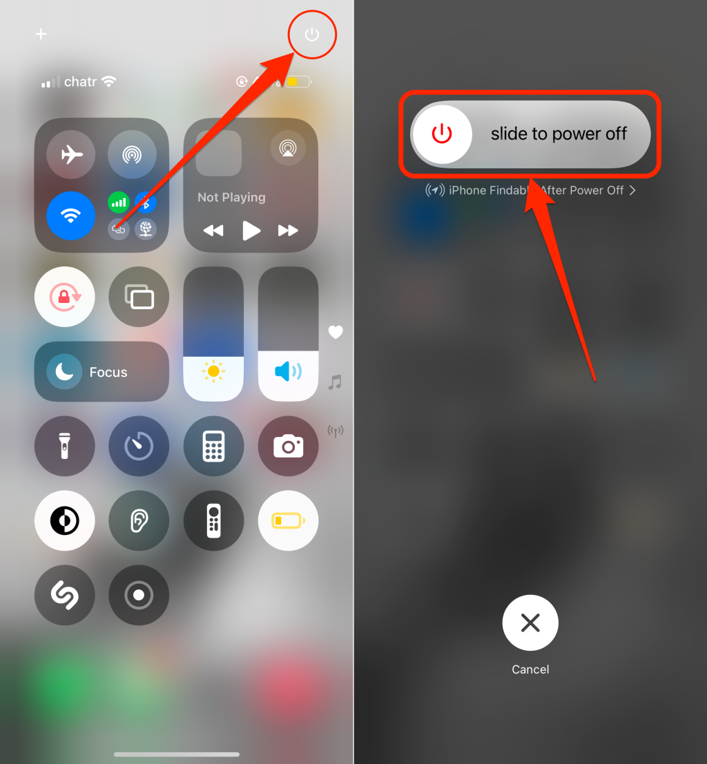 Steps to power off iPhone from the Control Center