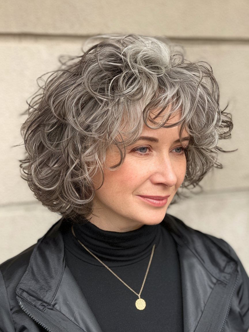 44. Curly Gray Shag Over 60