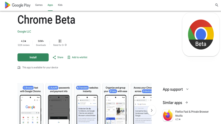 Chrome Beta Browser download