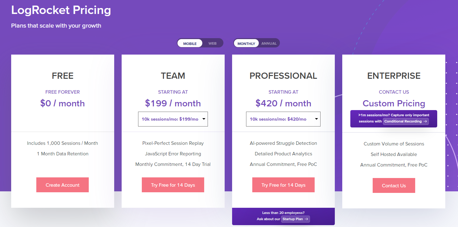 LogRocket pricing