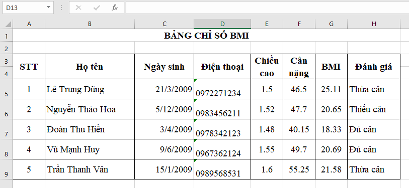 CHỦ ĐỀ E: BÀI 6 - THỰC HÀNH LẬP SỔ THEO DÕI THU CHI CÁ NHÂN2. Thực hànhCâu 1: Phác thảo thiết kế sổ tính Excel về tài chính cá nhân.Đáp án chuẩn:Bảng tính có thể như sau:Câu 2: Tạo lập sổ tính Excel theo thiết kế và nhập dữ liệu (giả định).Đáp án chuẩn:- Bước 1: Tạo bảng theo dõi các khoản chi với các cột theo thiết kế.- Bước 2: Nhập dữ liệu giả định vào bảng.- Bước 3: Định dạng các cột Ngày tháng và Số tiền.VẬN DỤNG