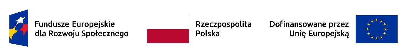 Logotypy Fundusze Europejskie dla Rozwoju Społecznego, Rzeczpospolita Polska, Dofinansowane przez Unię Europejską