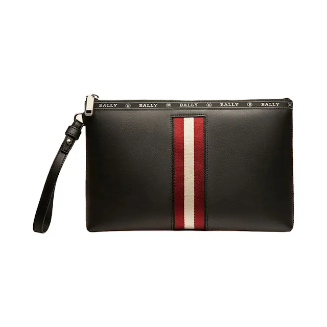 Hartland leather clutch black red