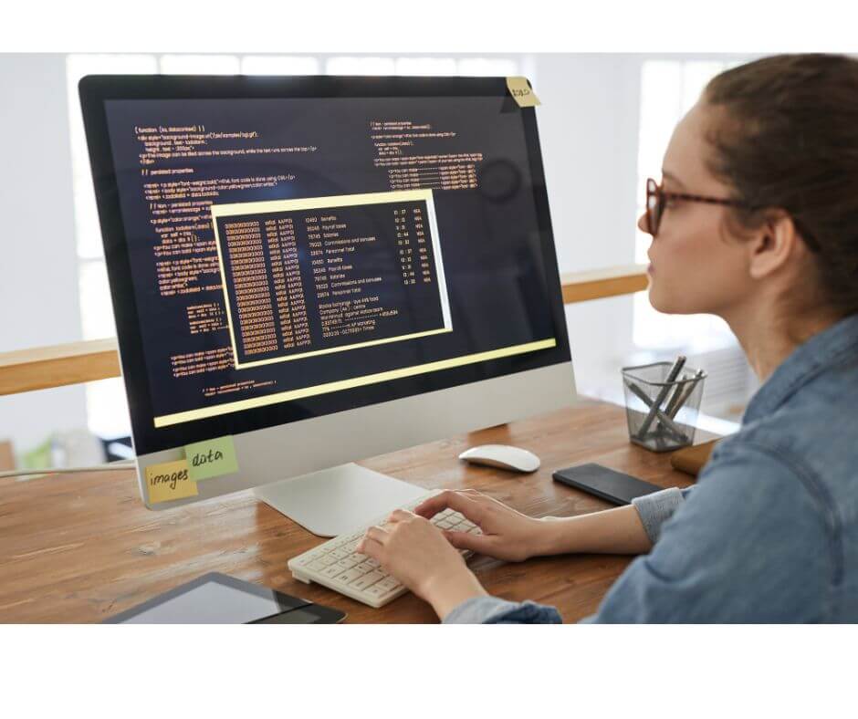 Image of woman minifying code